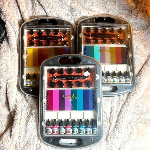 Rare Unique Find! Color Tool Box Ink Cases Set of 3 - Picture 1 of 16